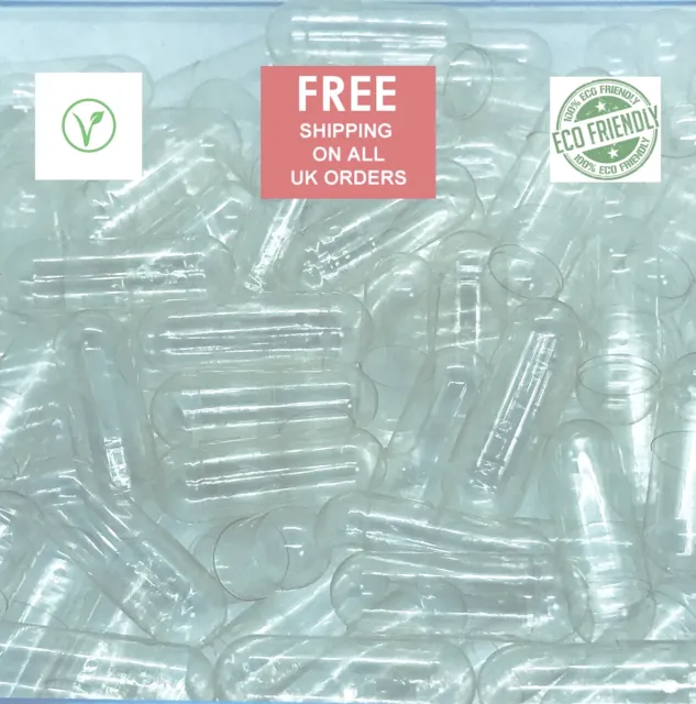 100 capsule vegane Pullulan trasparenti vuote taglia #000 eco-compatibili miglior prezzo su eBay