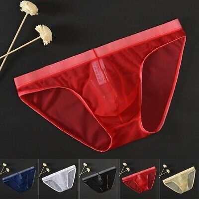 MENS SEXY MESH See Through G-String Thongs Bulge Pouch Lingerie ...