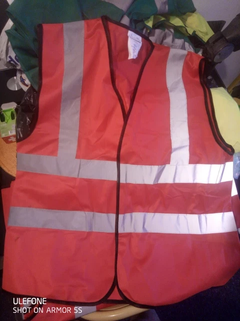 Reflective Safety Vest High Visibility - Fire Marshal - (Color : Red, Size : X-L