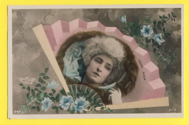 CPA New Art Photo REUTLINGER, PARIS French Theater L. FLOWER Pin-Up Fan Fan