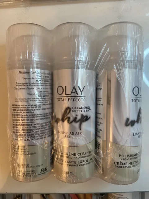 3 Count Olay Total Effects 5 Oz Whip Light As Air Feel Polishing Creme Cleanser