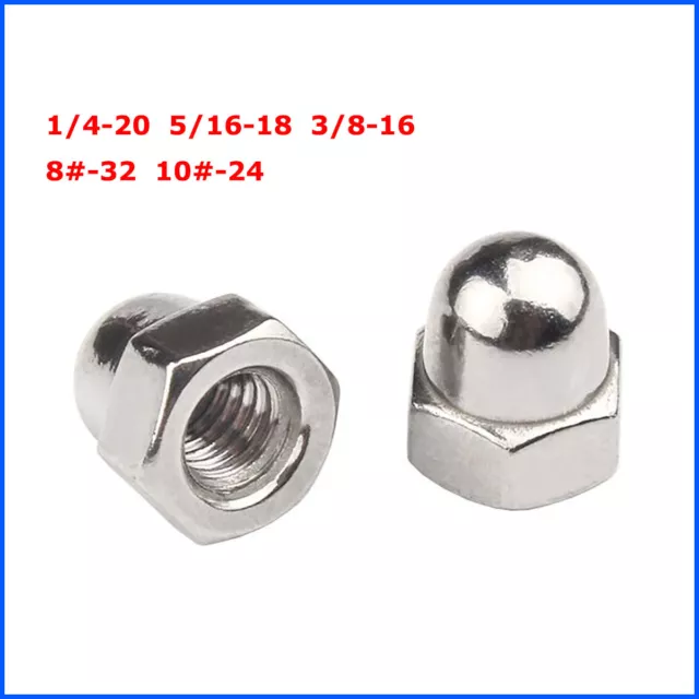 UNC 1/4" 5/16" 3/8" 8# 10# Acorn Cap Nuts Dome Head Nut Cover A2 Stainless Steel