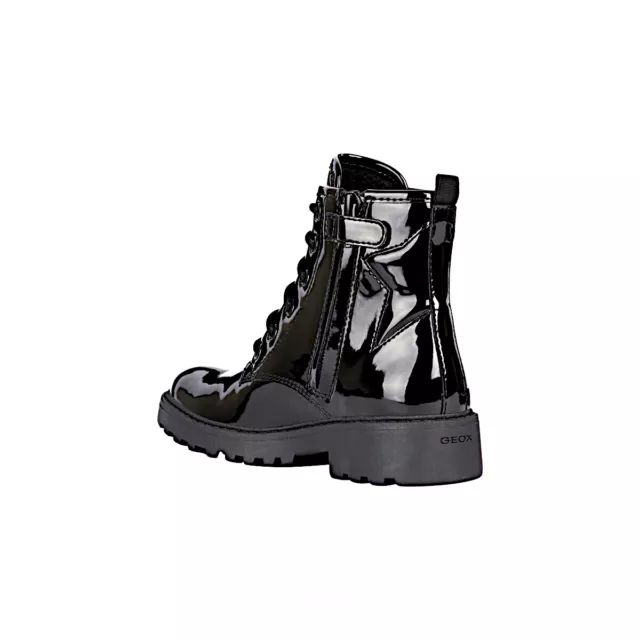 Geox Chaussures pour Femmes Bottines Rangers Militaire en Cuir Brillant Bottes 4