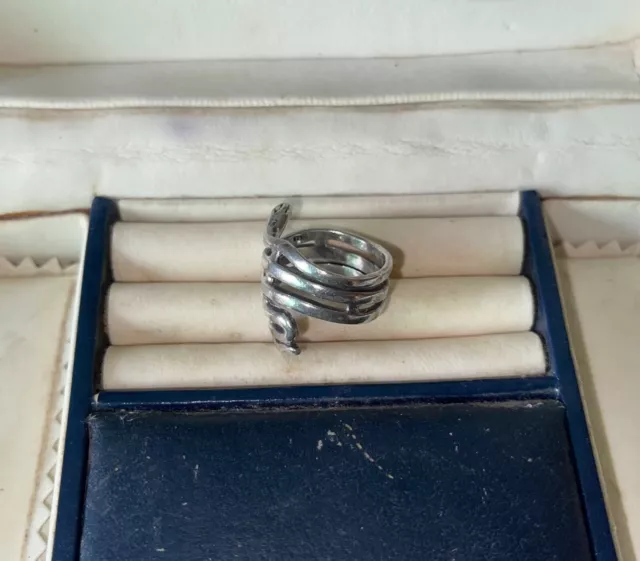 Vintage Sterling Silver Snake Ring Size 53 2