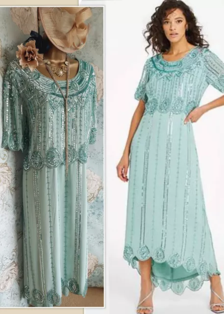 JOANNA HOPE GREEN beaded 20s hi low gatsby evening wedding Mother dress 12 14 139.00 PicClick UK