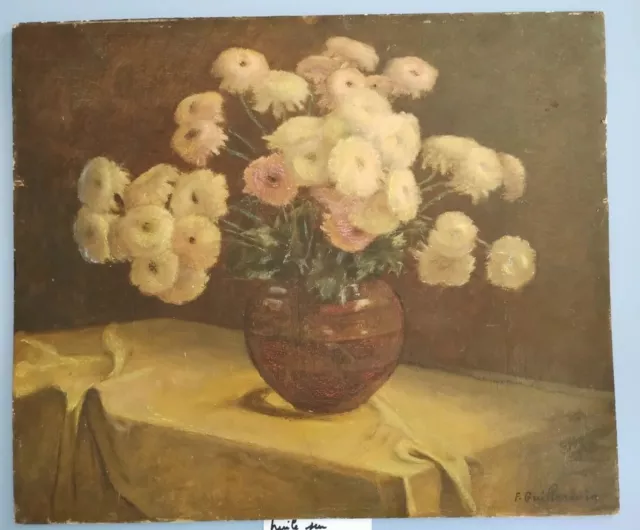 Rare  Francis Guillermin  école Lyonnaise  huile sur panneau fleurs