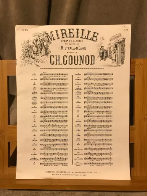Ch. Gounod Mireille partition chant piano n°13 Chanson du berger ed. Choudens
