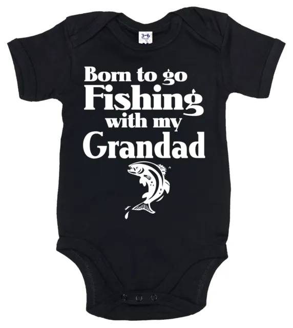 Cuscino pesce bambino ""Born to go pesca con nonno"" babygrow nonno regalo 2