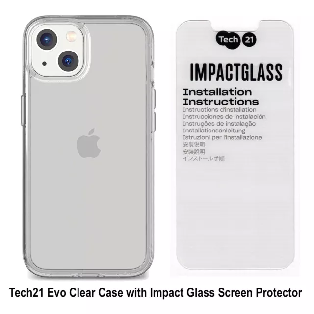 Tech21 Evo Clear Case with Impact Glass Screen Protector for iPhone 13