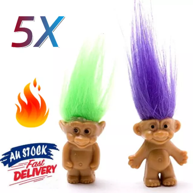 5PK TROLL DOLLS Crazy Hair Figurine Kids Toy Party Decoration Good Luck Doll