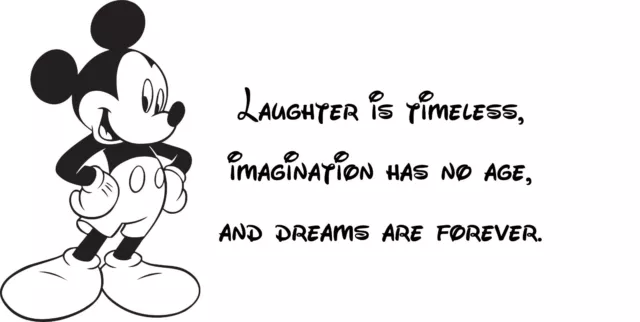 Disney mickey mouse Laughter is timeless quote vinyl wall art sticker
