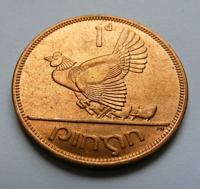 1967 Irish One Penny Coin Old Ireland 1d 55th Birthday High Grade Mint Luster