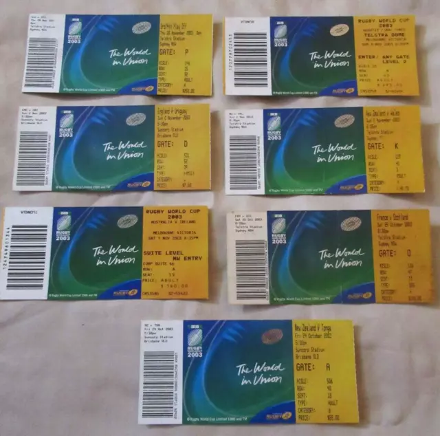 Rugby Football Union Australia World Cup 2003 Ticket Lot X 7 Look!