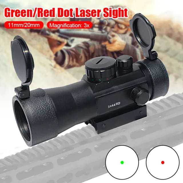 11/20mm Rail hunting Tactical Optics Red/Green Dot Sight Scope Riflescope 3x 44