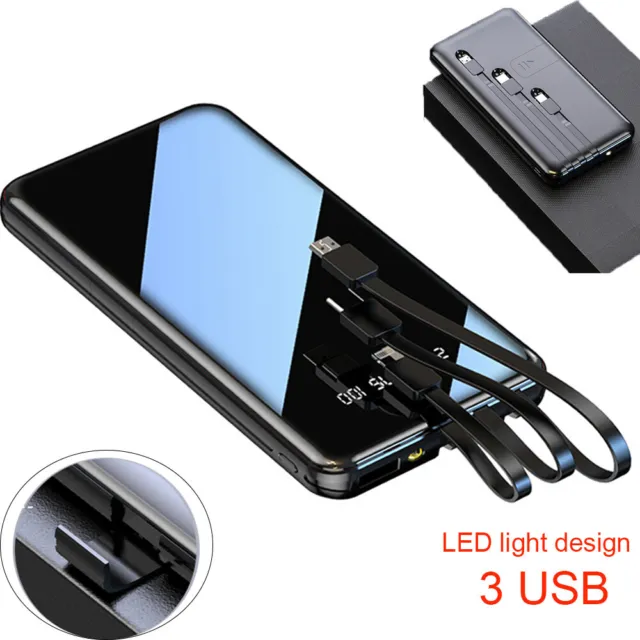 30000000mAh Power Bank Backup External Battery Pack Charger for Cell Phone 3-USB