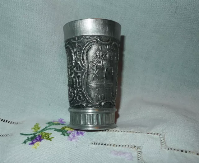 kleiner Zinnbecher Mannheim Motive Souvenir um 1900