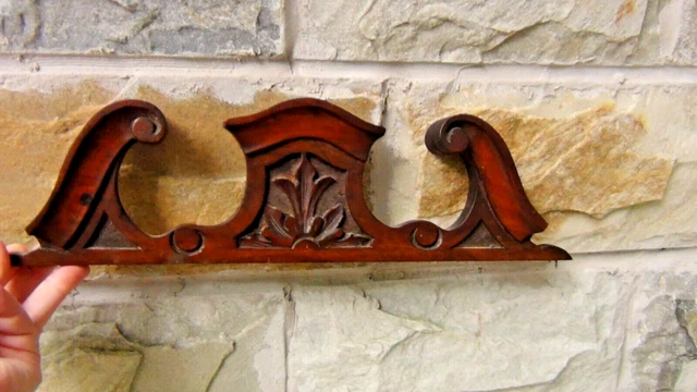 Antique Salvage British Wood Carved Furniture Top Pediment