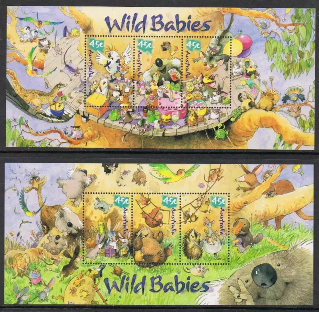 2001 Australian Decimal stamps - Wild Babies - MNH Set of 2 Minisheets