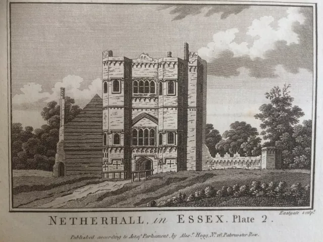 1784 Antique Print: Nether Hall,  Roydon,  Essex