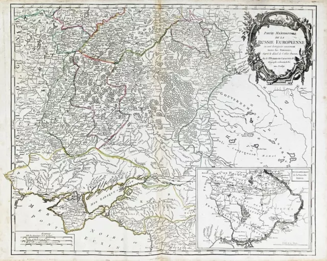 Russia Ukraine Black Sea Krim Crimea Vaugondy Karte map Kupferstich 1750