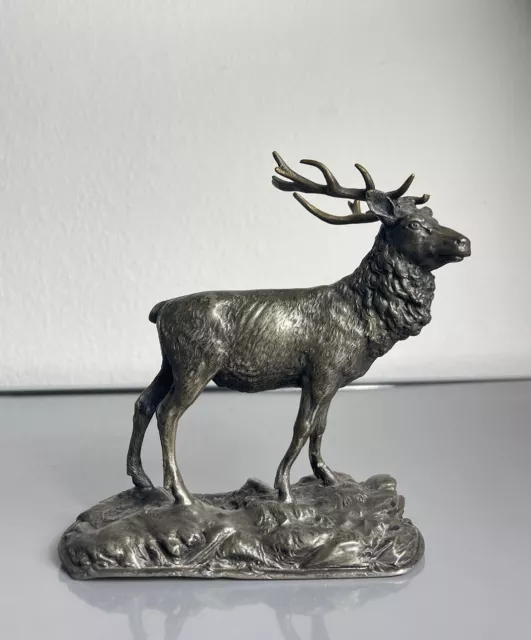 Große Alte Hirschfigur WMF Zinn Versilbert Skulptur