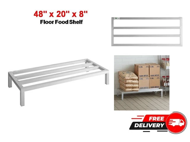 Commercial Floor Food Shelf  48" x 20" x 8" Restaurant NSF Aluminum Dunnage