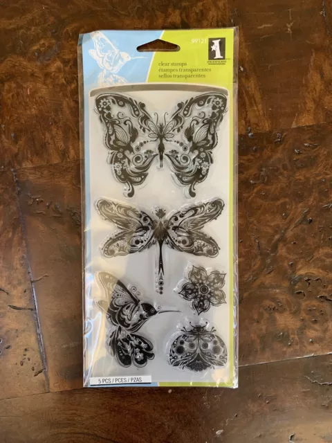 Inkadinkado Butterfly Hummingbird Ladybug Clear Rubber Stamp Set