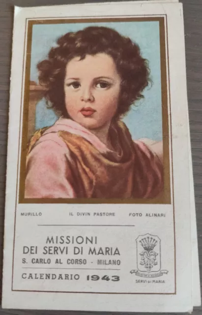 Calendarietto Missionario 1943 dei servi di Maria