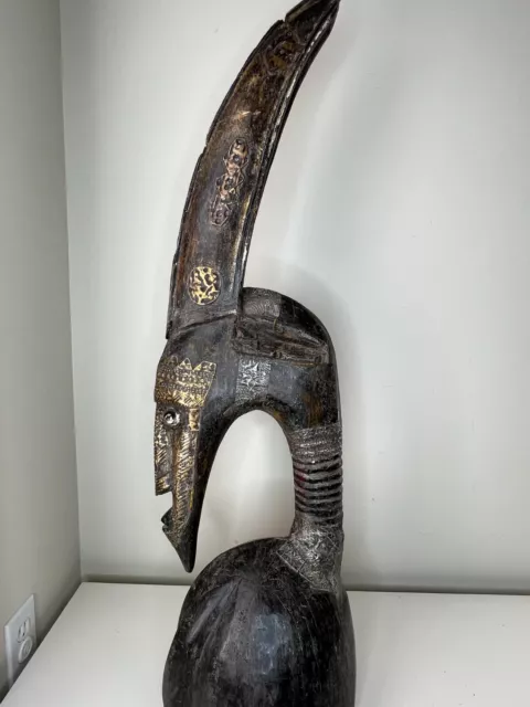 Hand-carved Boso Bambara mask/helmet 41" X 11" 7" African Art Deco