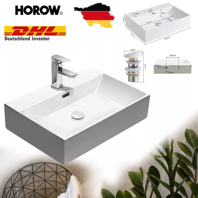 HOROW Aufsatz & Hänge-Waschbecken Handwaschbecken 40/50/60 cm Keramik Waschtisch