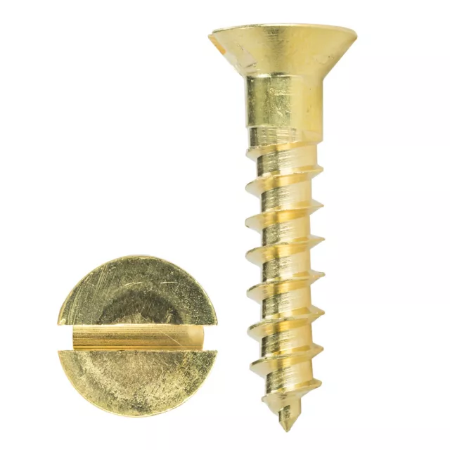 Drive Hardware Tapping Self Drilling Solid Brass Wood Screws Slotted Flat Head