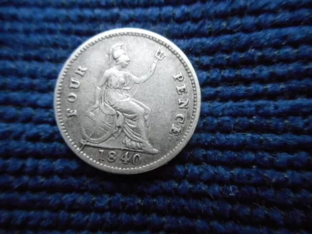 Rare 1840 Groat Fourpence 4d - Great Britain Victoria