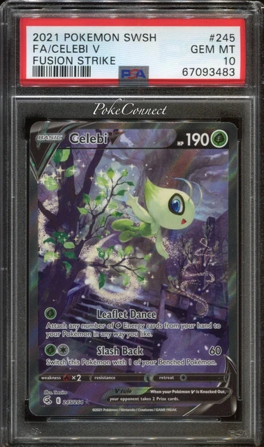 PSA 10 GEM MINT Pokemon Celebi V Alternate Art SWSH Fusion Strike #245