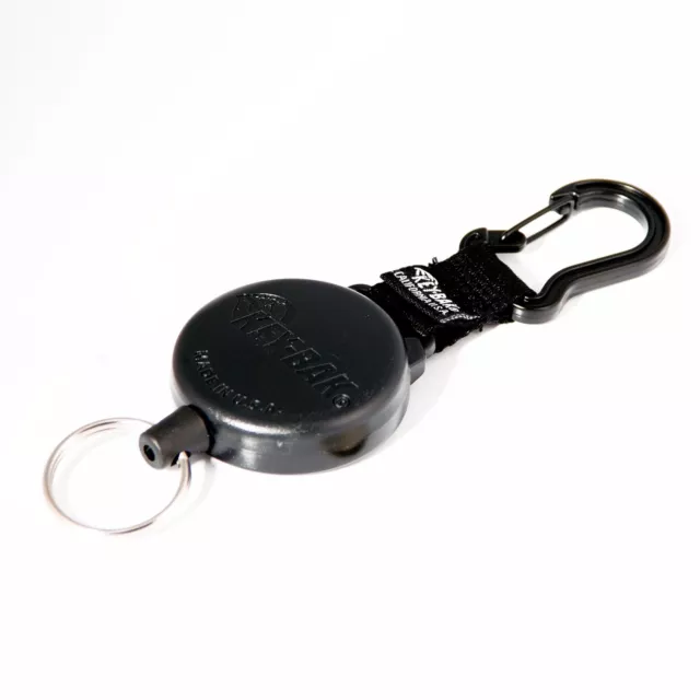 Key-bak #8B Black Original Retractable Reel With 24" Chain Keys Ring Carabiner