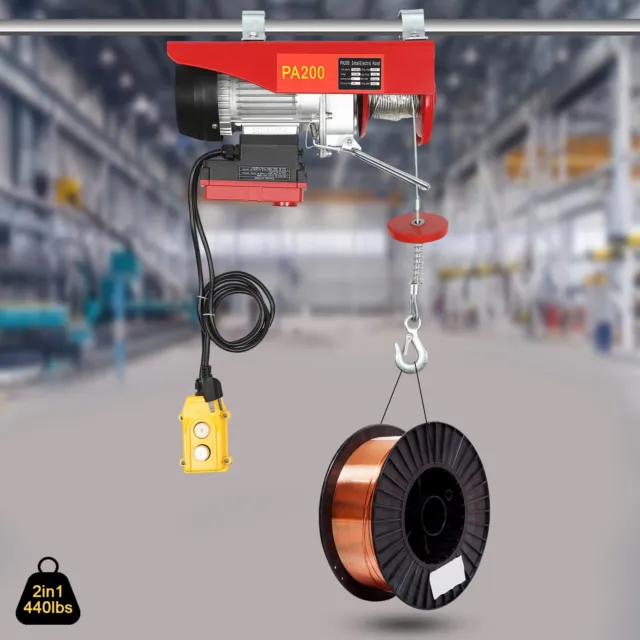 110V Electric Hoist Wireless&Wired Remote Control Overhead Lift Cranes Winch USA