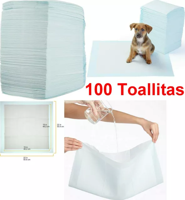 Pack 100 Toallitas empapadores de entrenamiento para mascotas perros, 56 x 56 cm