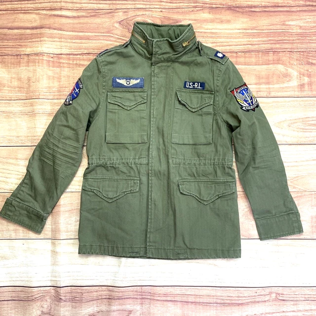 Polo Ralph Lauren Boys Medium (10-12) Military Patch Army M-65 Field Jacket Fall