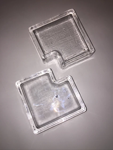 Vintage 2 Puzzle Piece Design Art Deco Glass Ashtrays Unique Serving Dishes