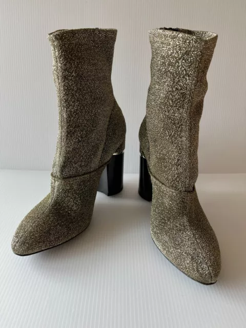 3.1 Phillip Lim Gold Shimmering Kyoto Sock Booties, Size 7 (US) 37 (EU)