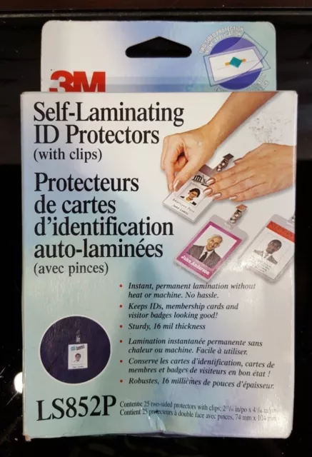3M 25 x Self Laminating ID Protectors with Clips LS852P
