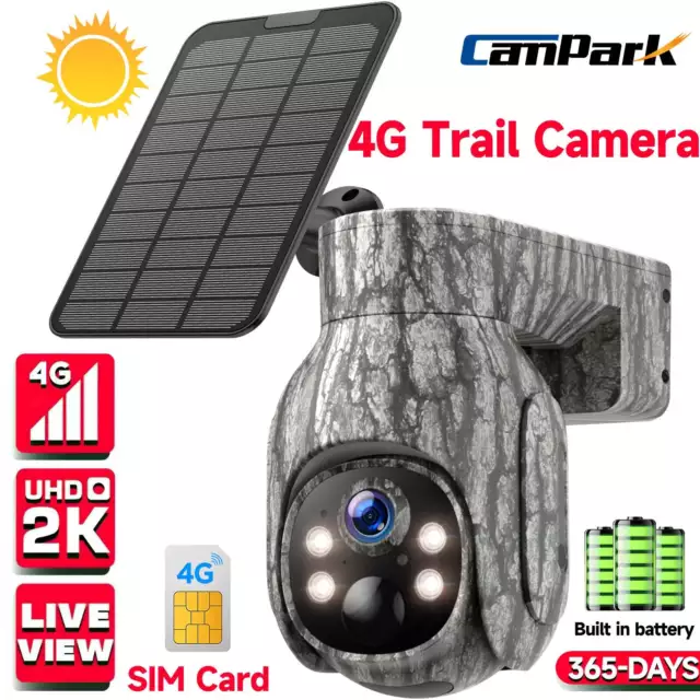 Campark 2K 4G LTE Cellular Solar PTZ Trail Camera Security Camera With SIM  Card