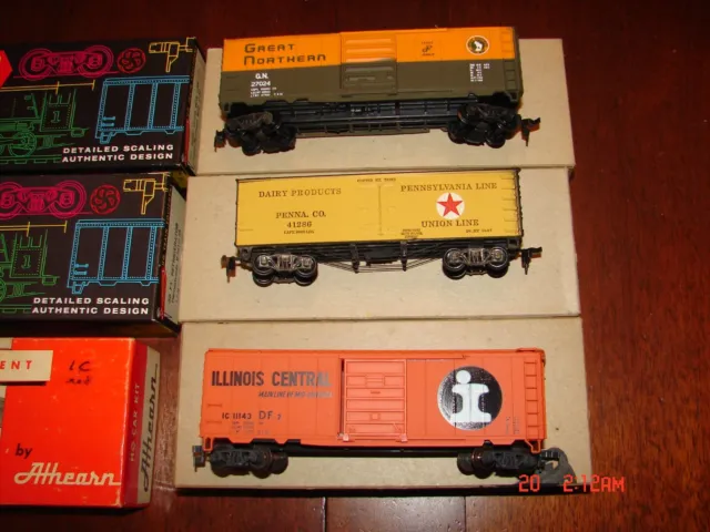 3 H O Freight Cars - Great Northern - PRR Line Diary - Illinois Central Lot 27