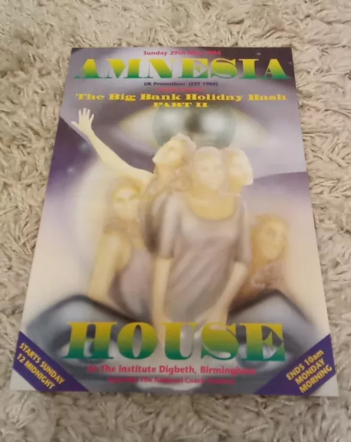 rave flyer AMNESIA HOUSE HOLIDAY BASH 2 A4 EXCELLENT CONDITION JUNGLE FLYERS