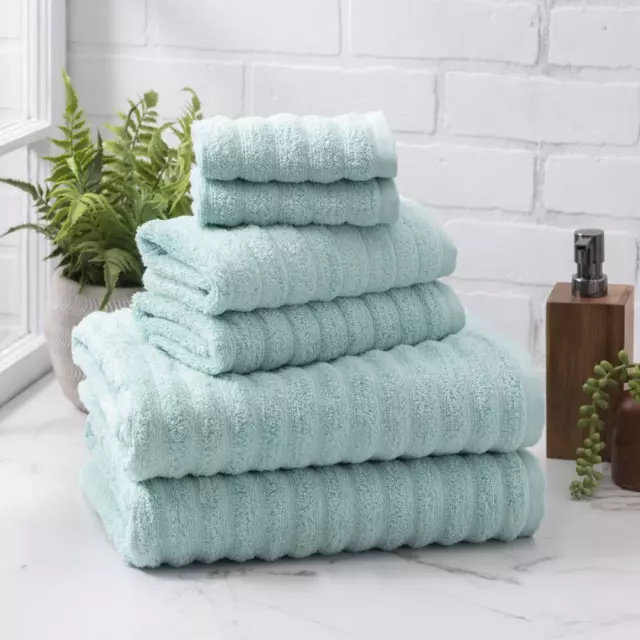 Mainstays 6 Piece Textures Cotton Bath Towel Set, Arctic White