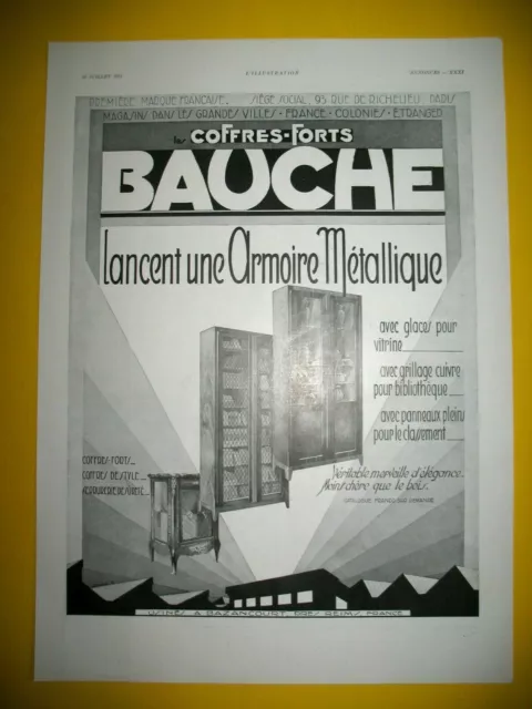 Publicite De Presse Bauche Coffres-Forts Armoire Metallique Ad 1931