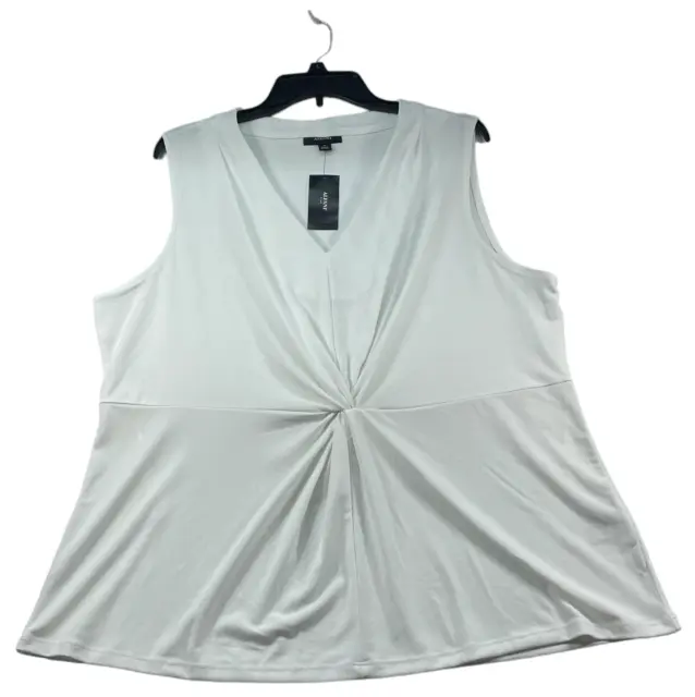 Alfani Blouse Womens Plus size 2X White Twisted Tank Top Sleeveless Stretch New