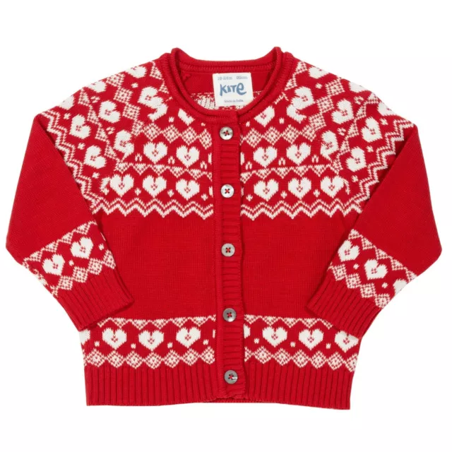 Cardigan aquilone nuovo con etichette bambine rosso nordico cuore natalizio biologico Natale