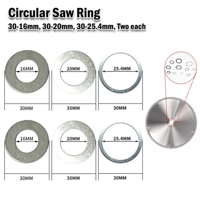 Pour anneaux de conversion de lame de scie circulaire 6 pièces ensemble pour tr