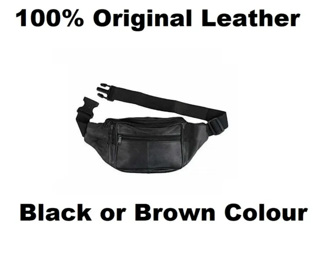 100% Leather Bum Bag Waist Belt Money Belt Fanny Pouch Holiday Travel Wallet