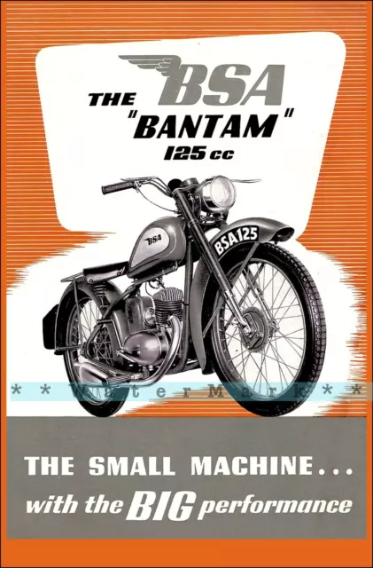 British Motorcycle BSA Bantam 125cc Vintage Poster Print Classic Motorbike